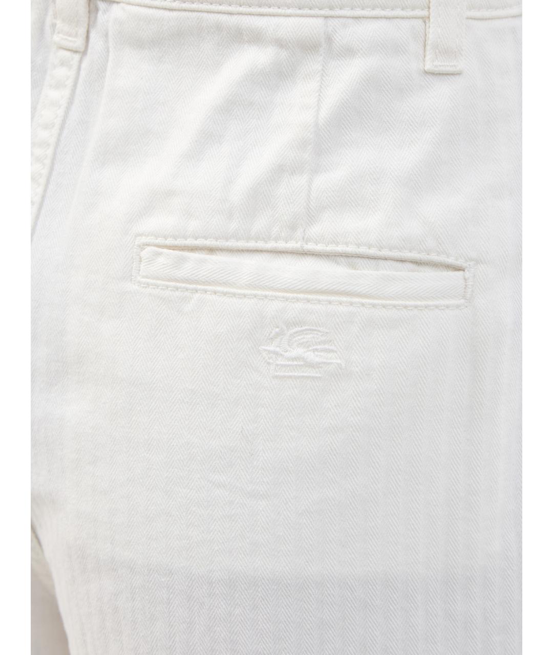 ETRO Белые хлопковые прямые брюки, фото 5