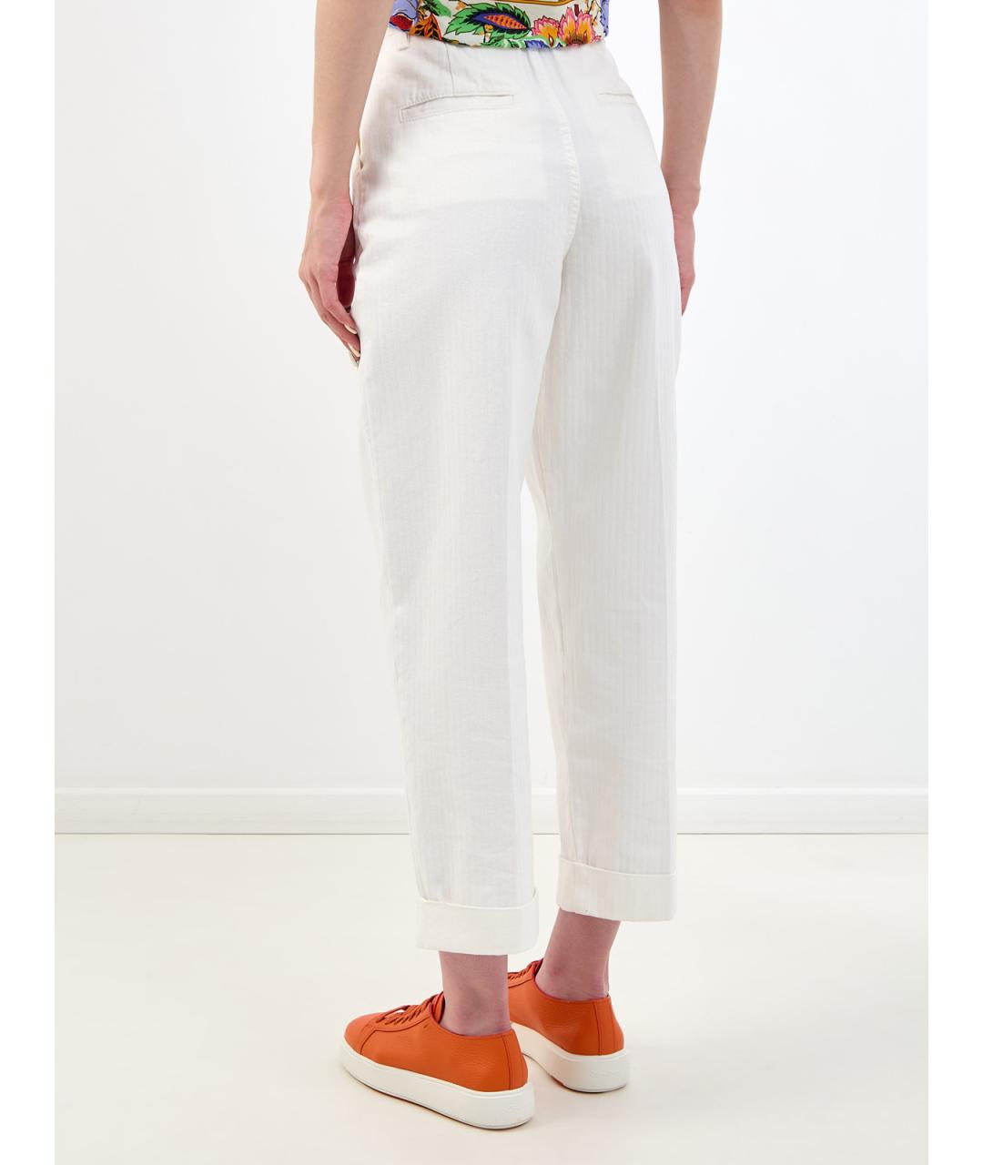 ETRO Белые хлопковые прямые брюки, фото 4