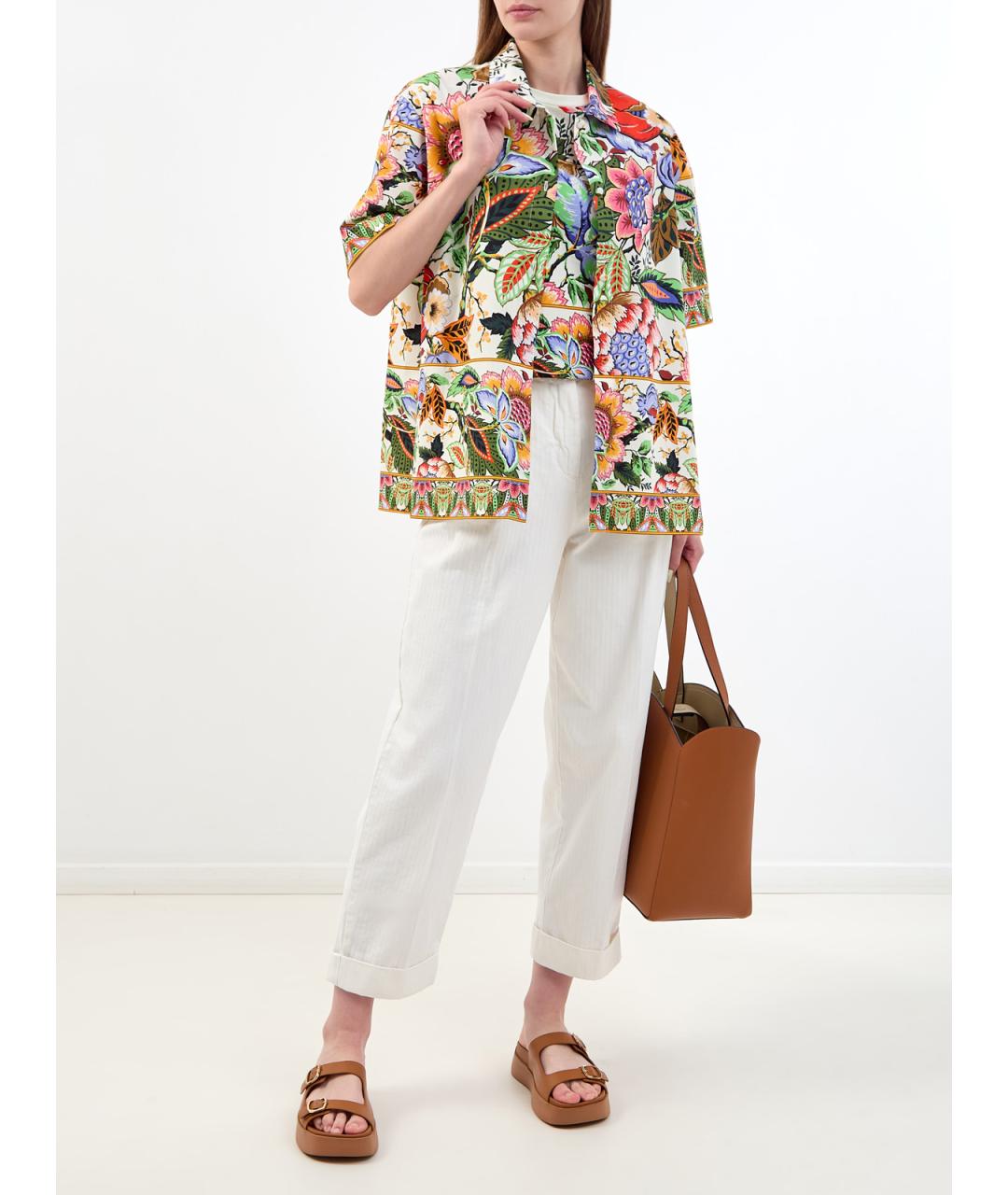 ETRO Белые хлопковые прямые брюки, фото 2