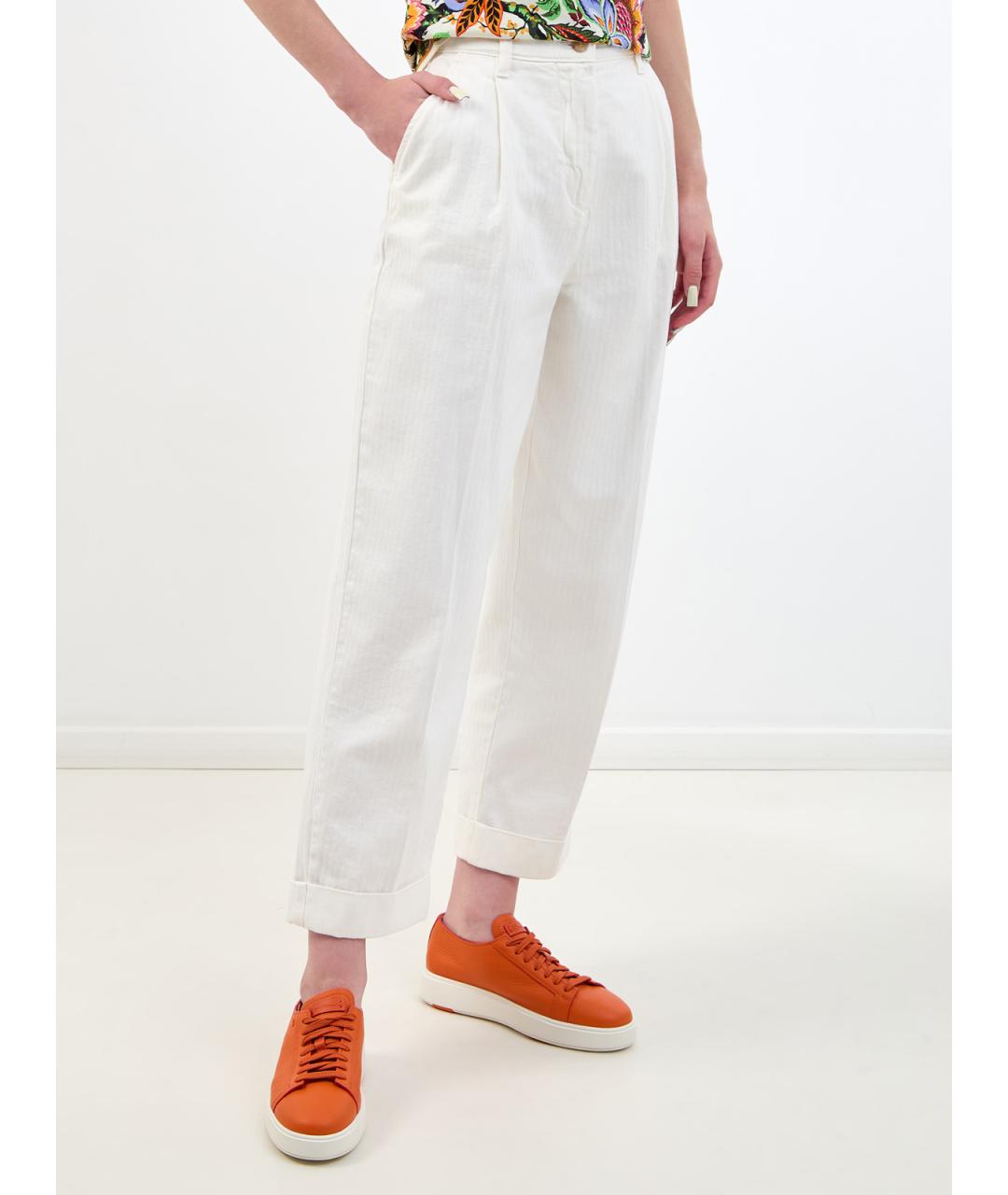 ETRO Белые хлопковые прямые брюки, фото 3