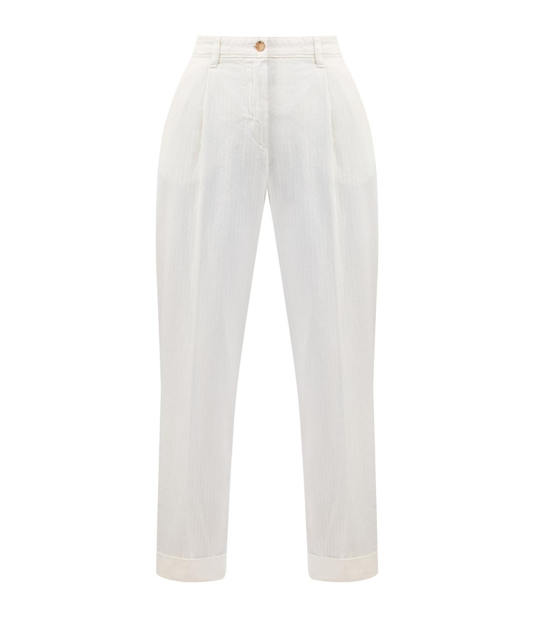 ETRO Белые хлопковые прямые брюки, фото 1