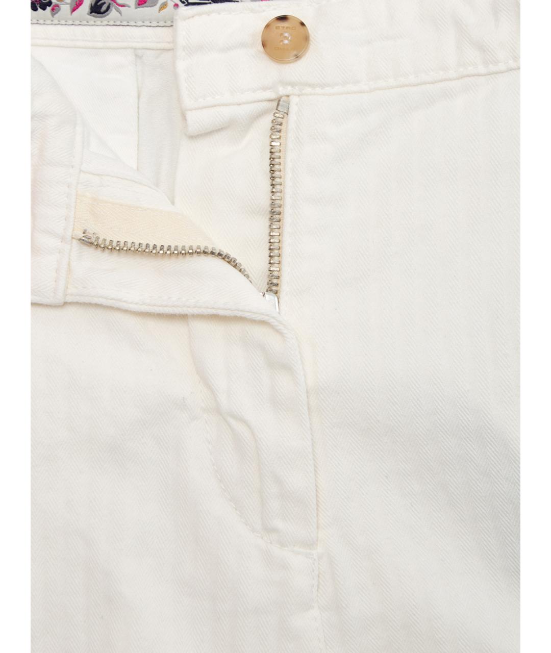 ETRO Белые хлопковые прямые брюки, фото 6