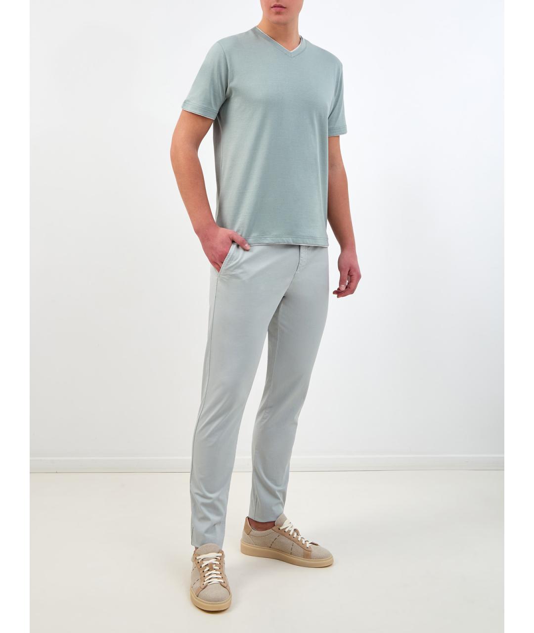 ELEVENTY Зеленая хлопковая футболка, фото 2