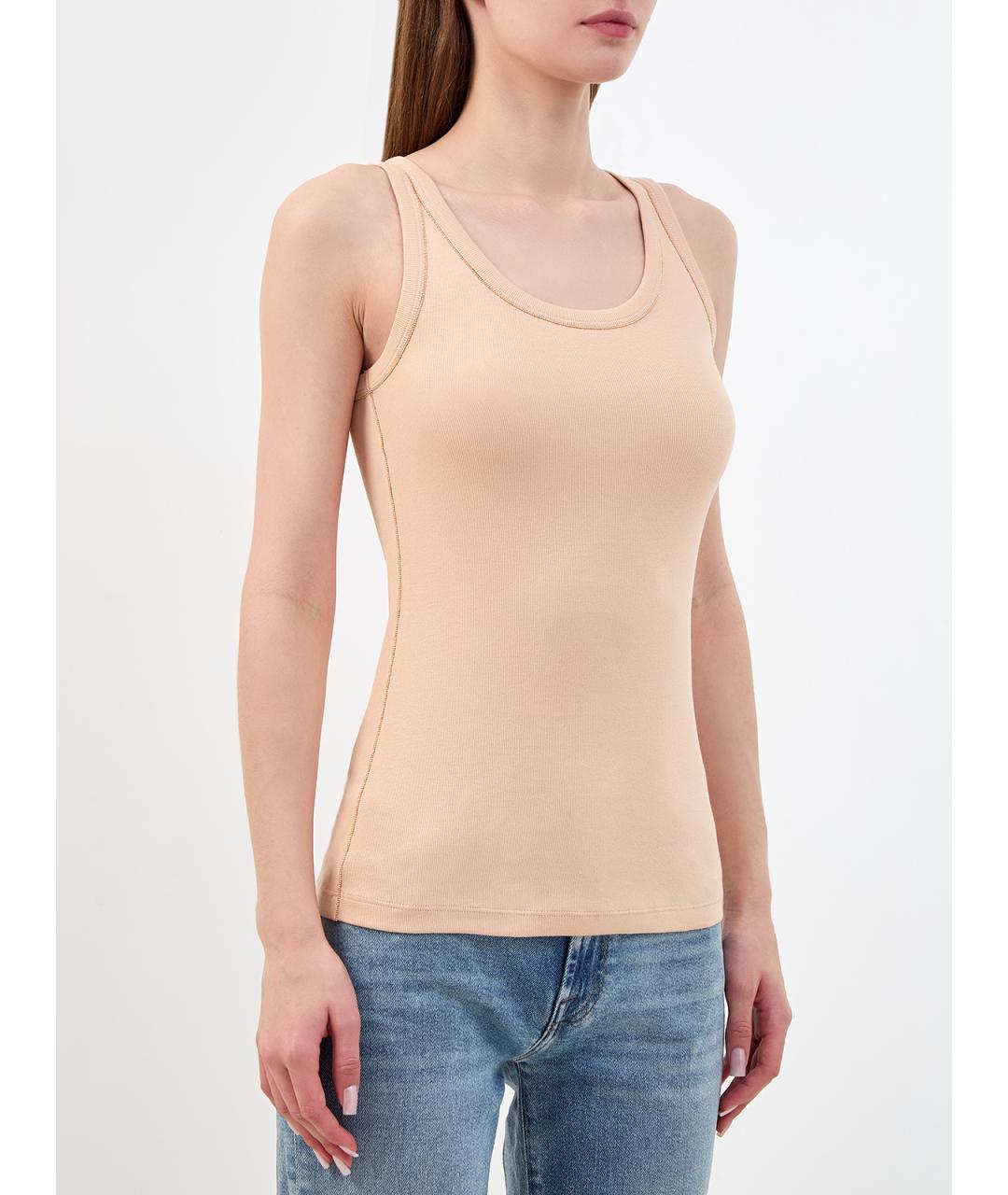 FABIANA FILIPPI Бежевая хлопковая майка, фото 3