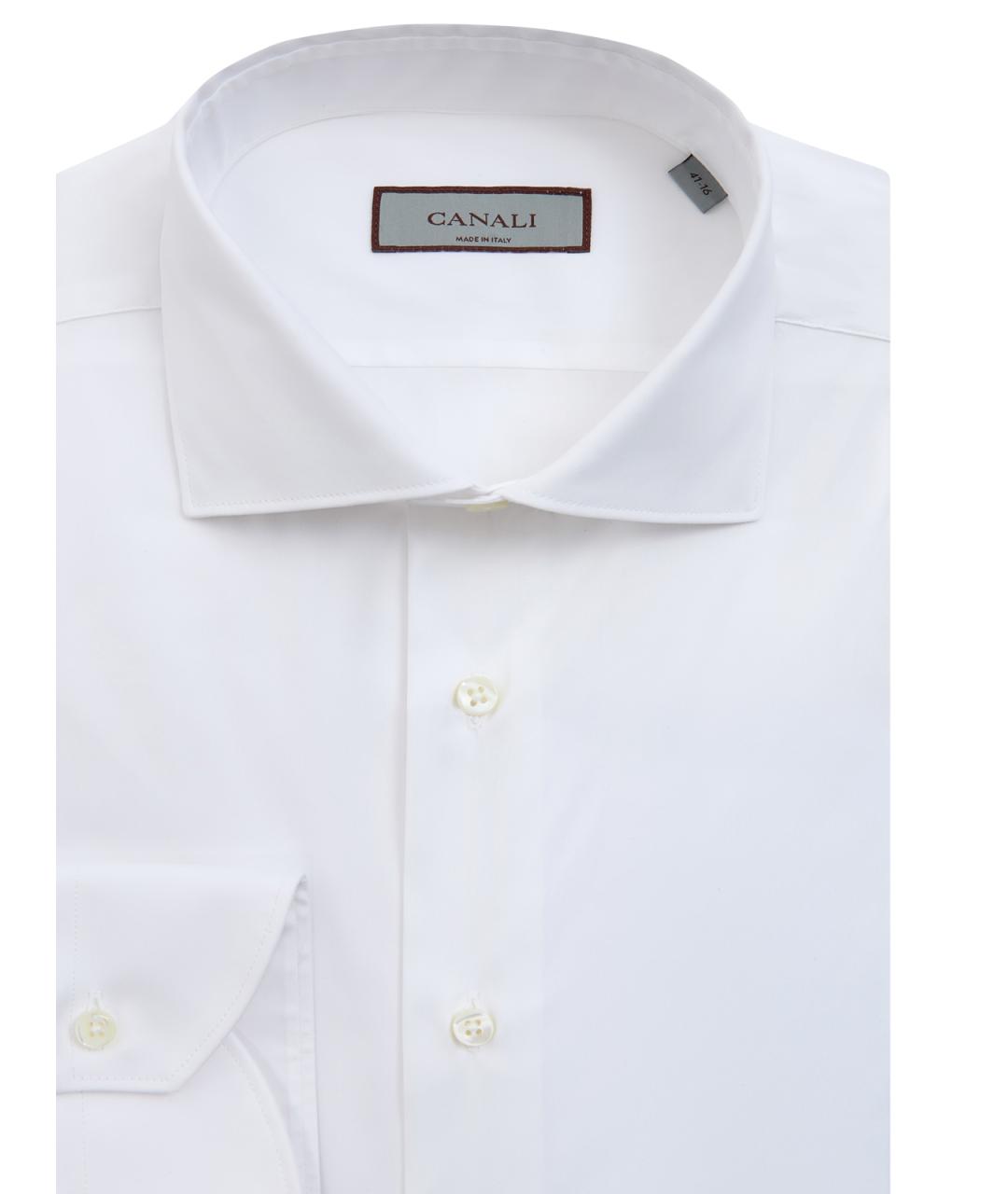 CANALI Белая хлопковая классическая рубашка, фото 2