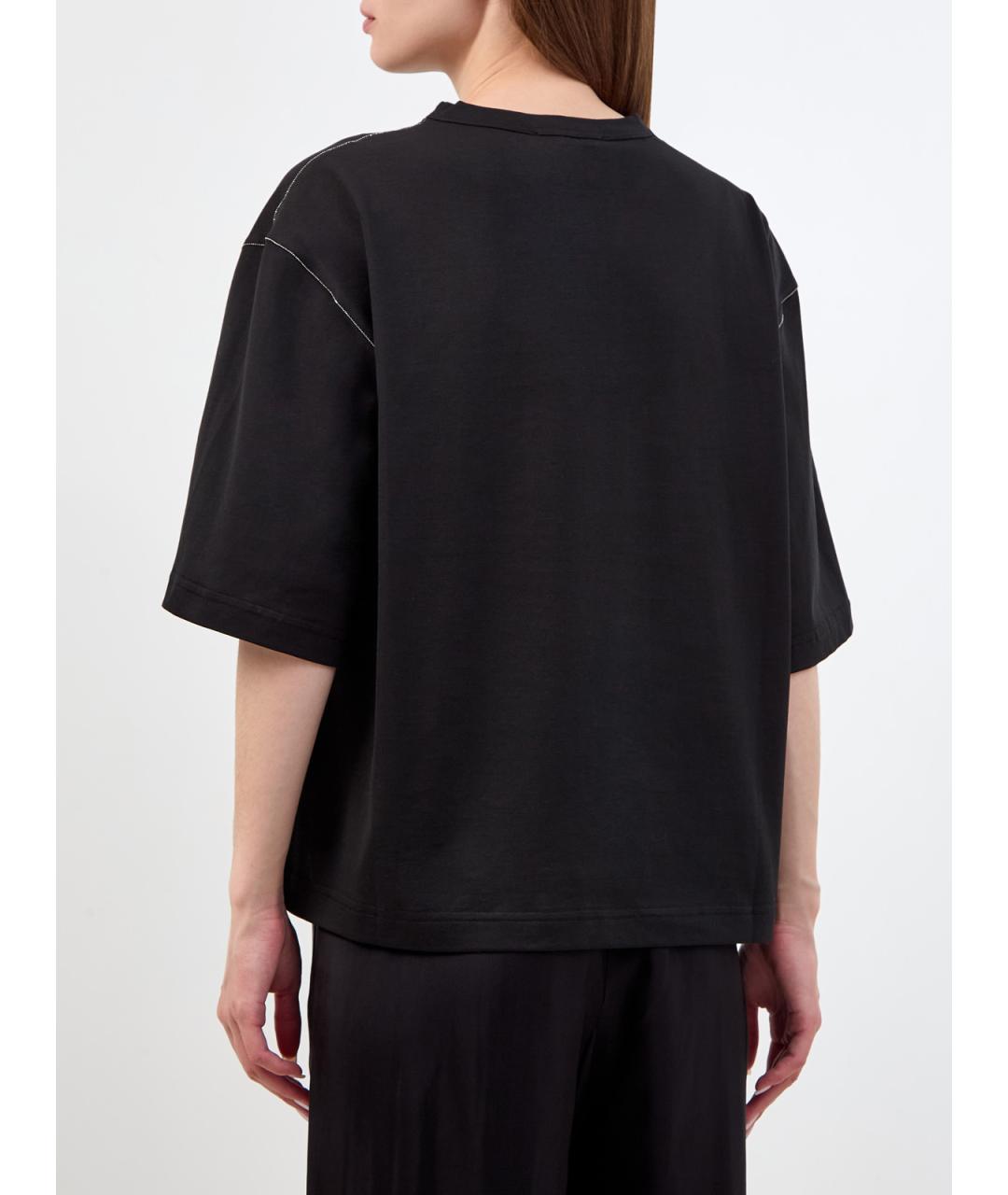 FABIANA FILIPPI Черная хлопковая футболка, фото 4