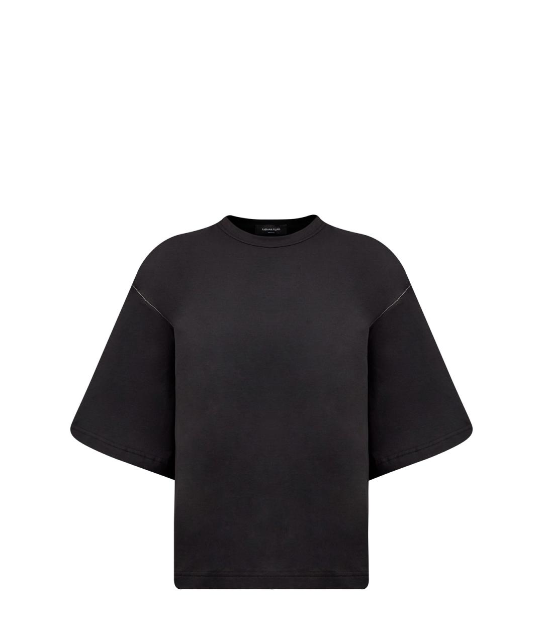 FABIANA FILIPPI Черная хлопковая футболка, фото 6