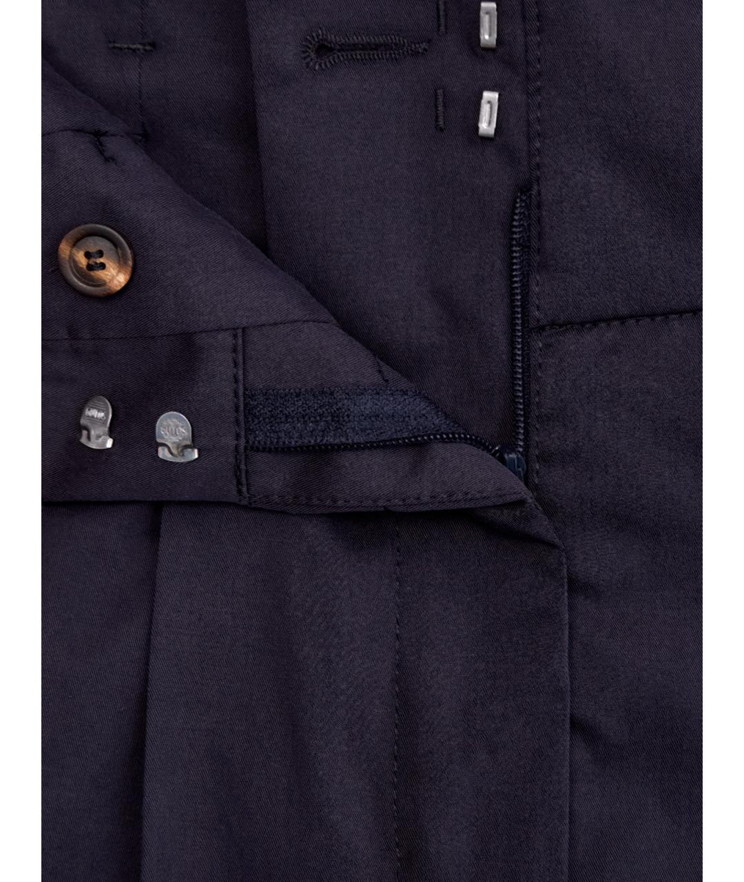 PESERICO Темно-синие хлопковые прямые брюки, фото 6