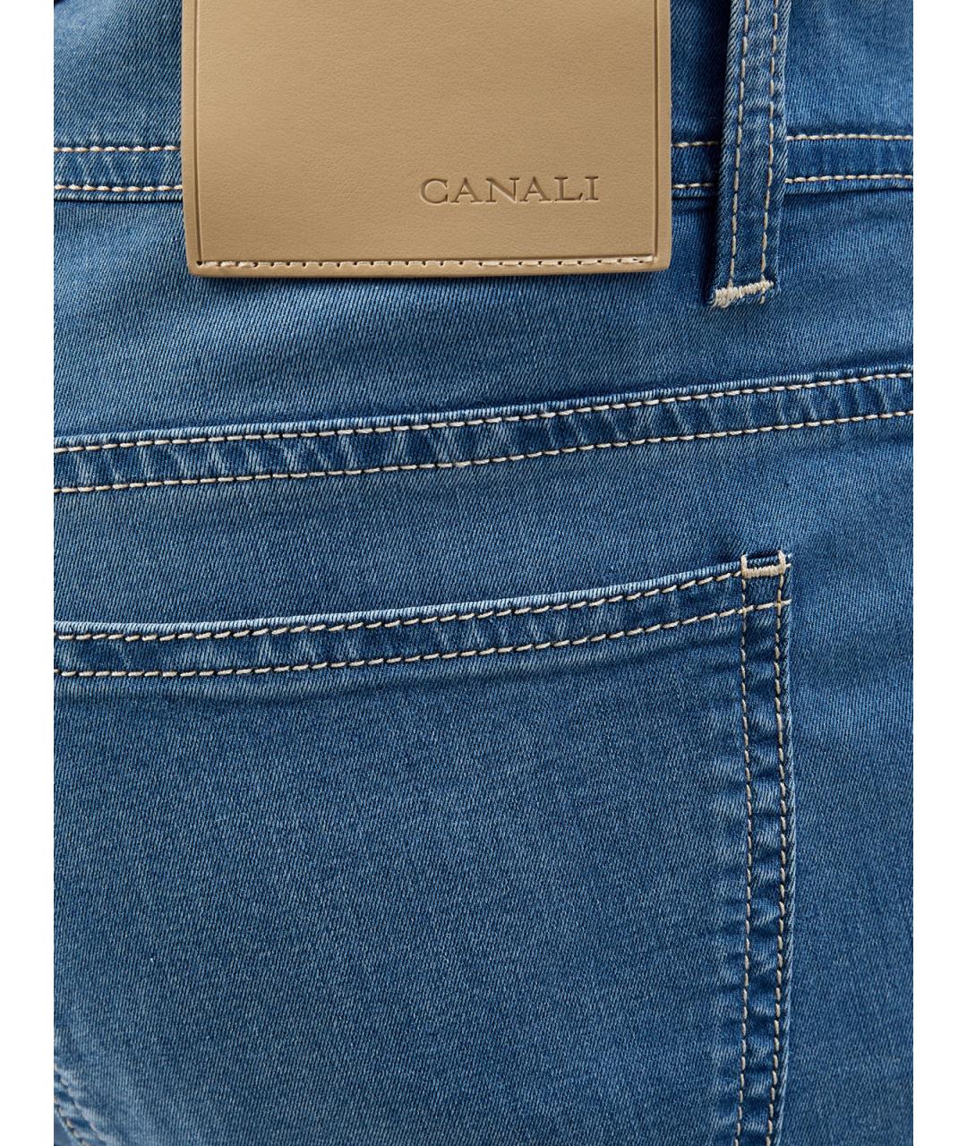 CANALI Голубые хлопко-лиоцелловые прямые джинсы, фото 5
