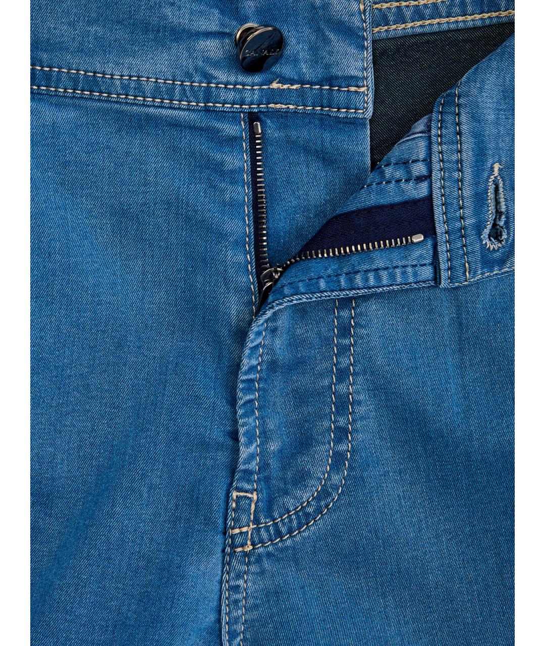 CANALI Голубые хлопко-лиоцелловые прямые джинсы, фото 6