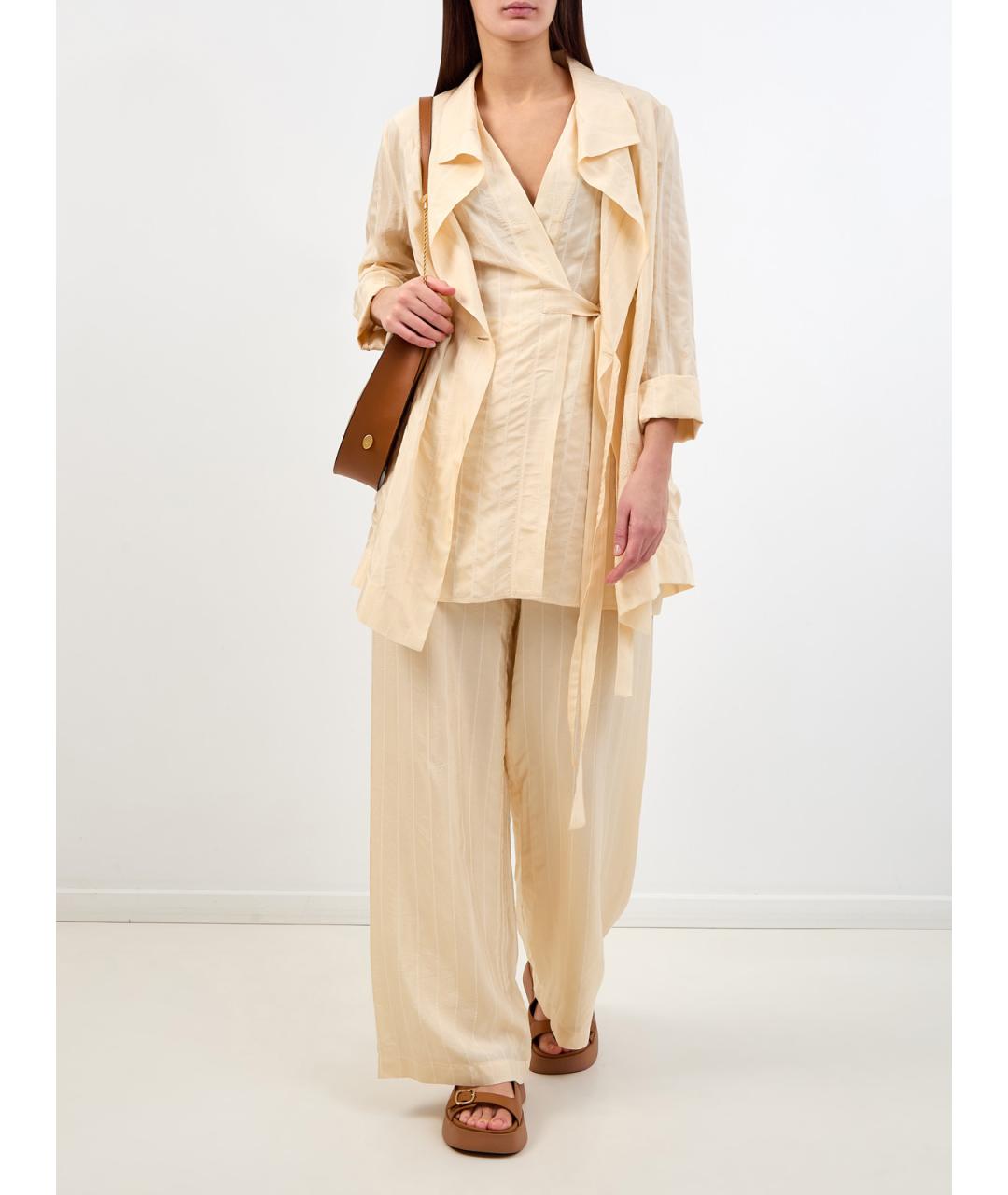 GENTRY PORTOFINO Бежевые вискозные брюки широкие, фото 2