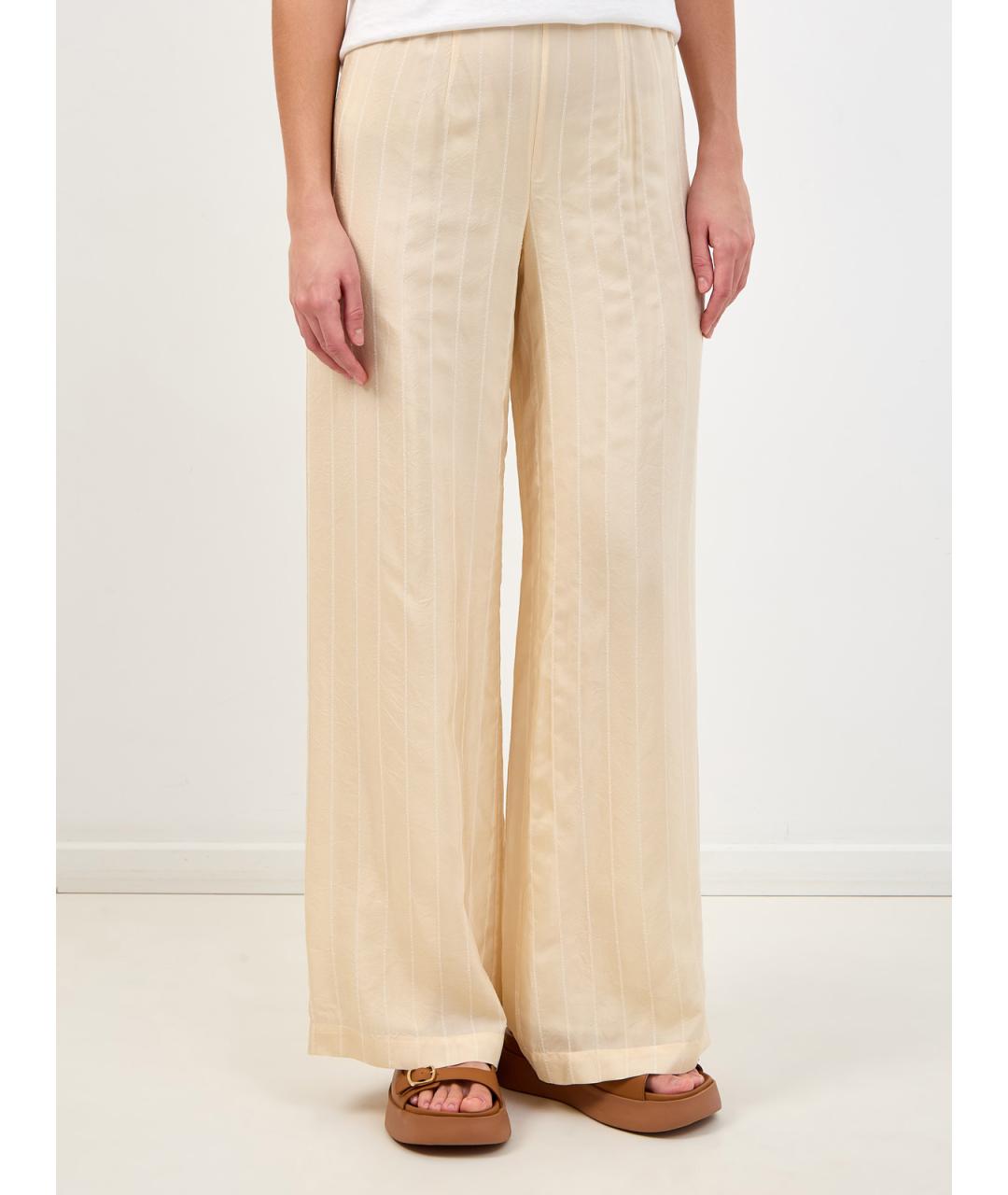 GENTRY PORTOFINO Бежевые вискозные брюки широкие, фото 3