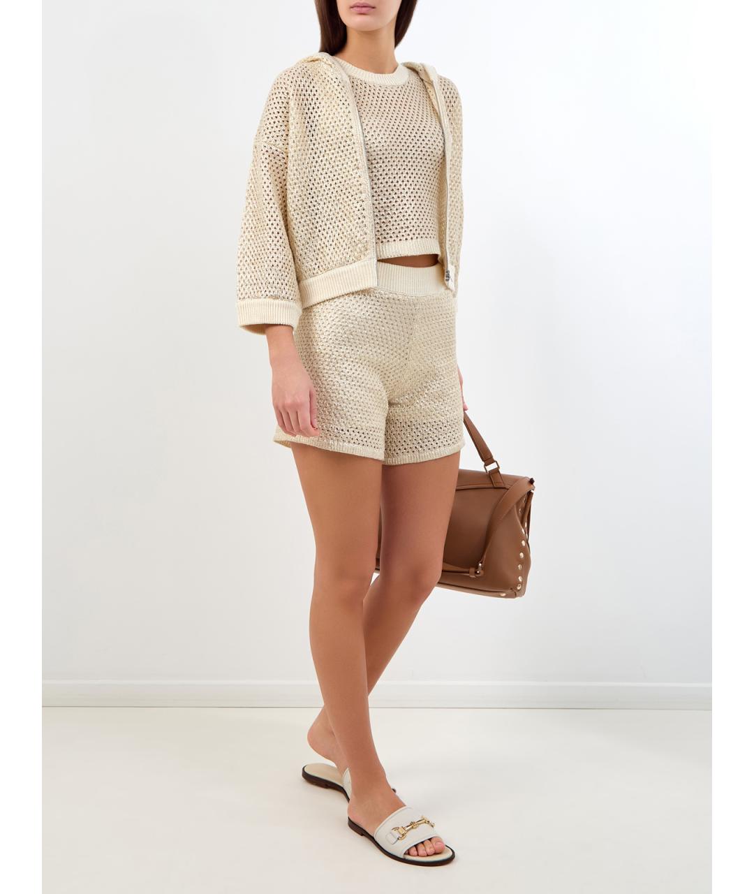 PESERICO Бежевый льняной кардиган, фото 2