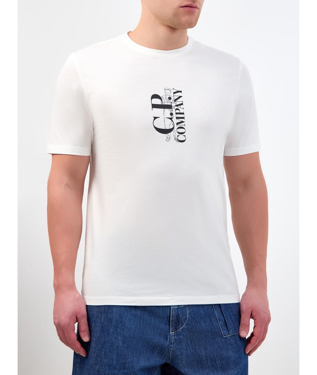 CP COMPANY Белая хлопковая футболка, фото 3