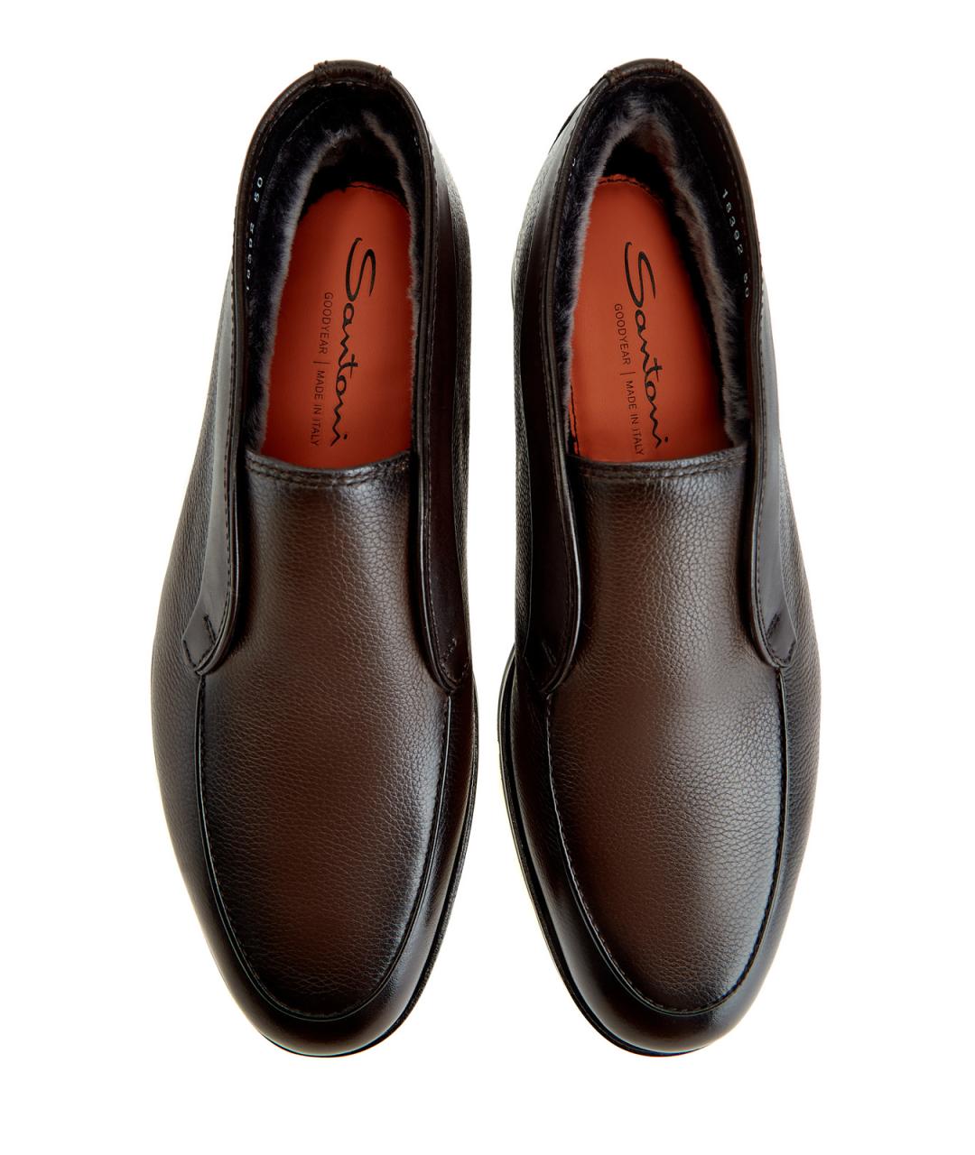 SANTONI Коричневые кожаные низкие ботинки, фото 5