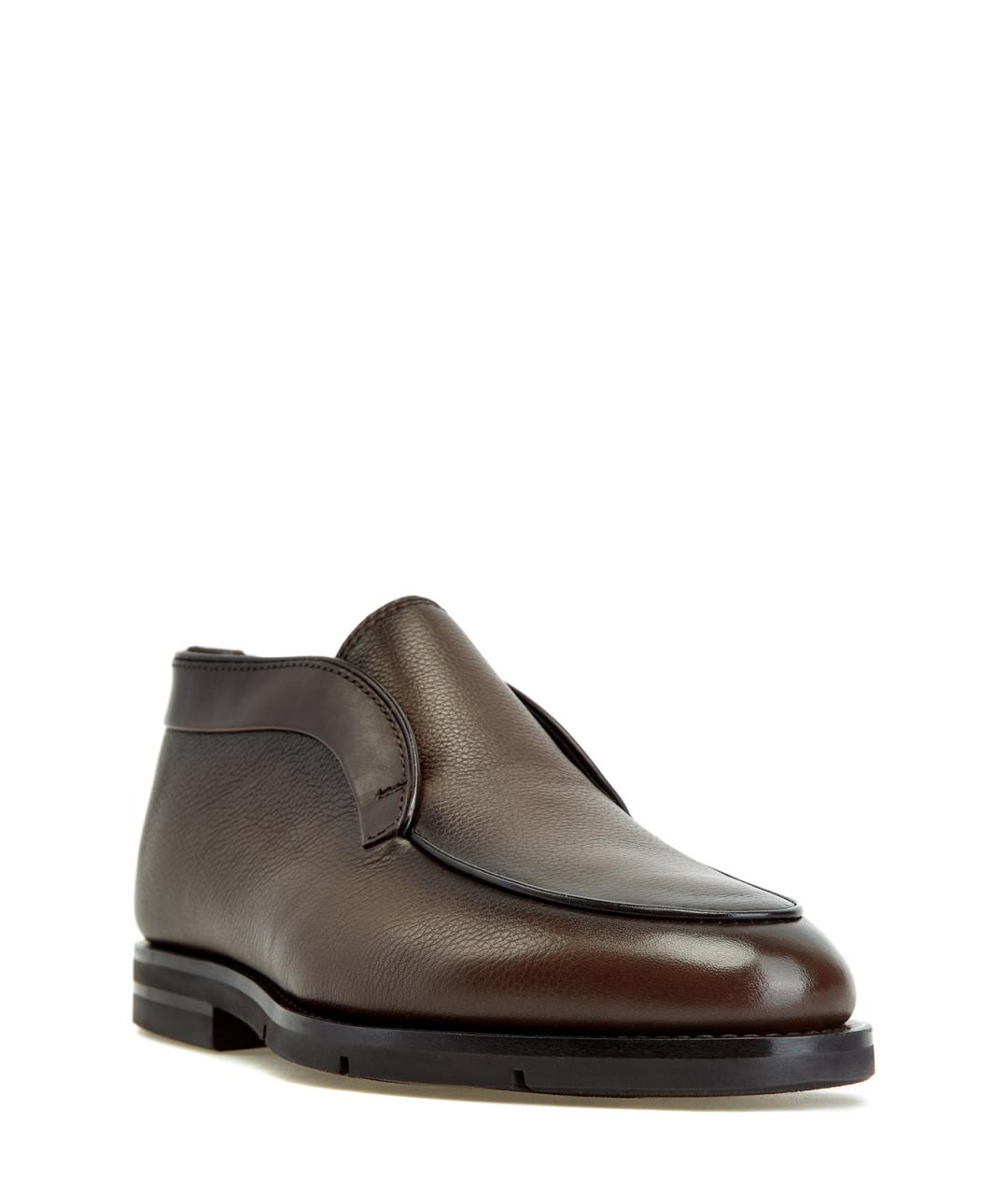 SANTONI Коричневые кожаные низкие ботинки, фото 3