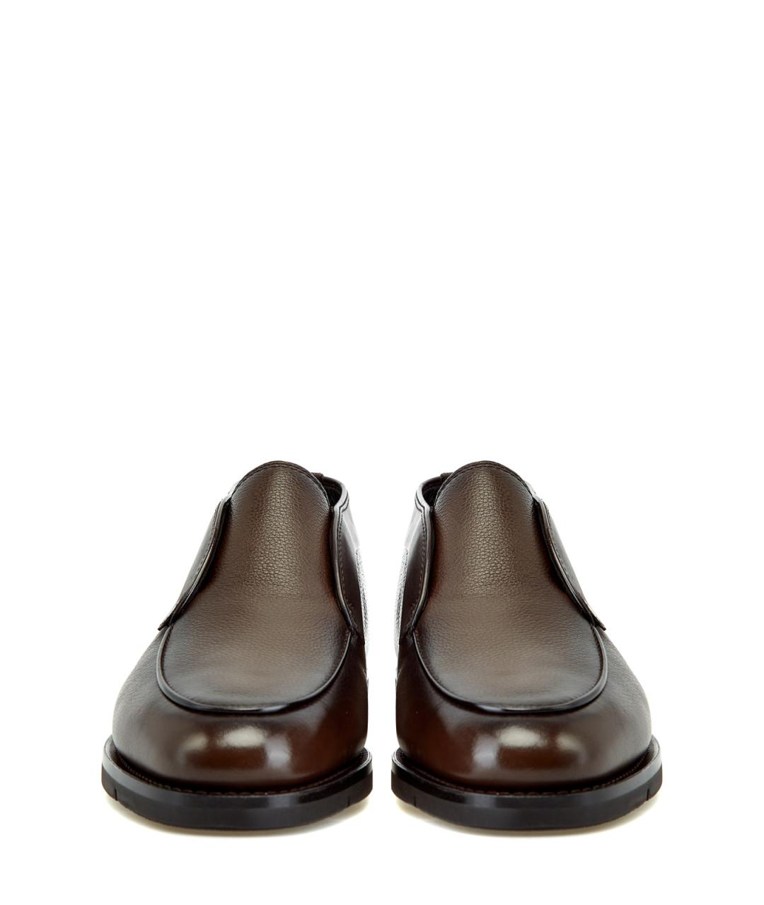 SANTONI Коричневые кожаные низкие ботинки, фото 6