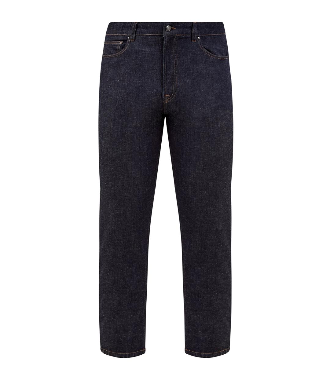 CANALI Темно-синие хлопковые прямые джинсы, фото 1