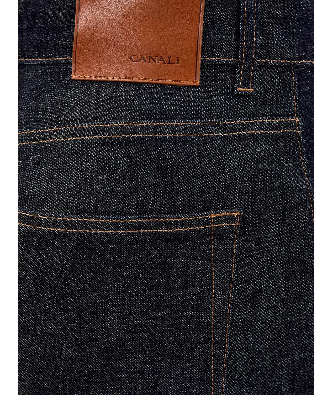 CANALI Темно-синие хлопковые прямые джинсы, фото 5