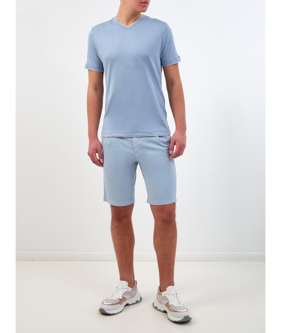 ELEVENTY Голубая хлопковая футболка, фото 2