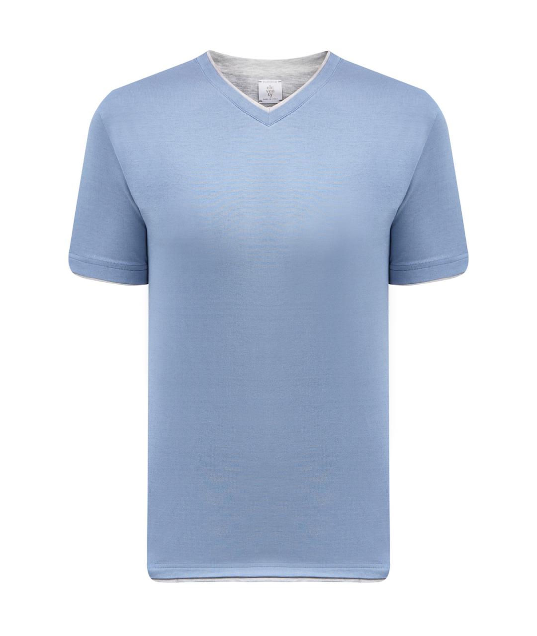 ELEVENTY Голубая хлопковая футболка, фото 1