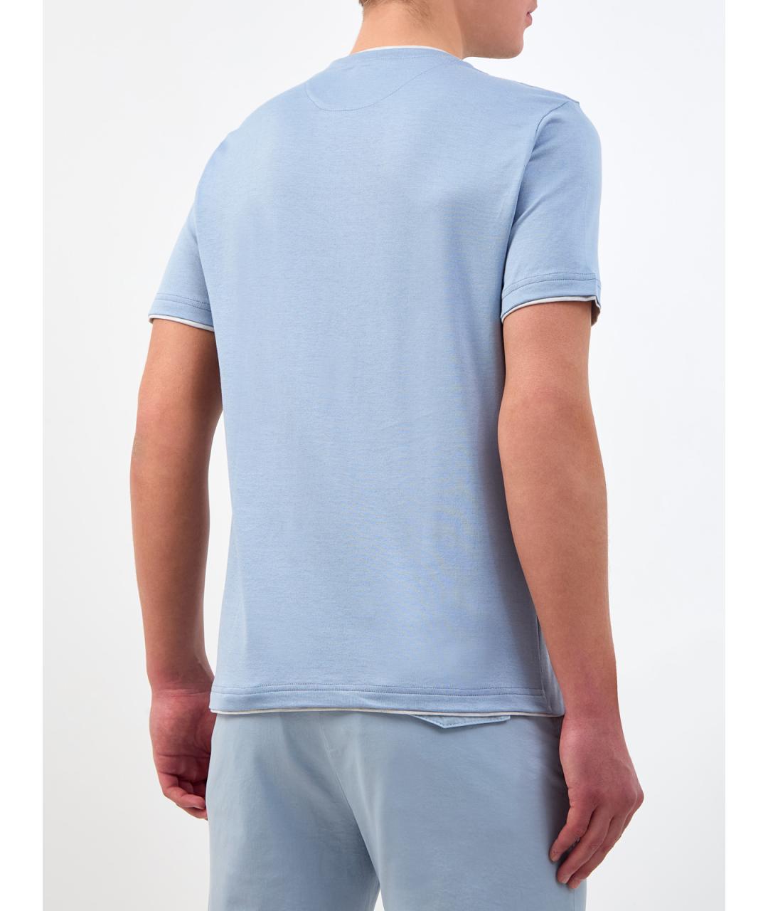 ELEVENTY Голубая хлопковая футболка, фото 4