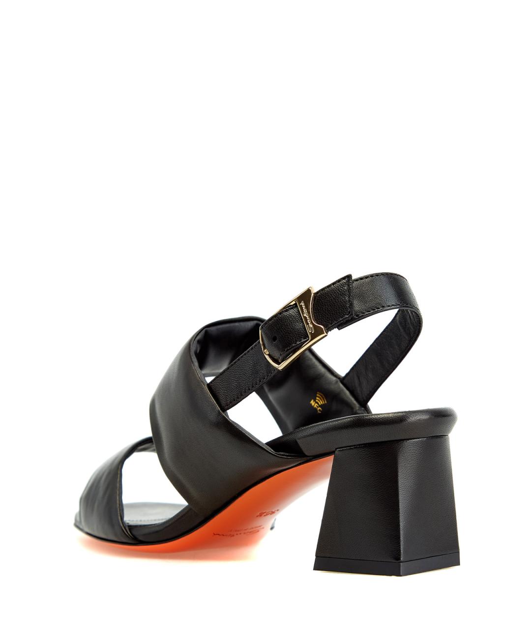 SANTONI Черные кожаные босоножки, фото 4