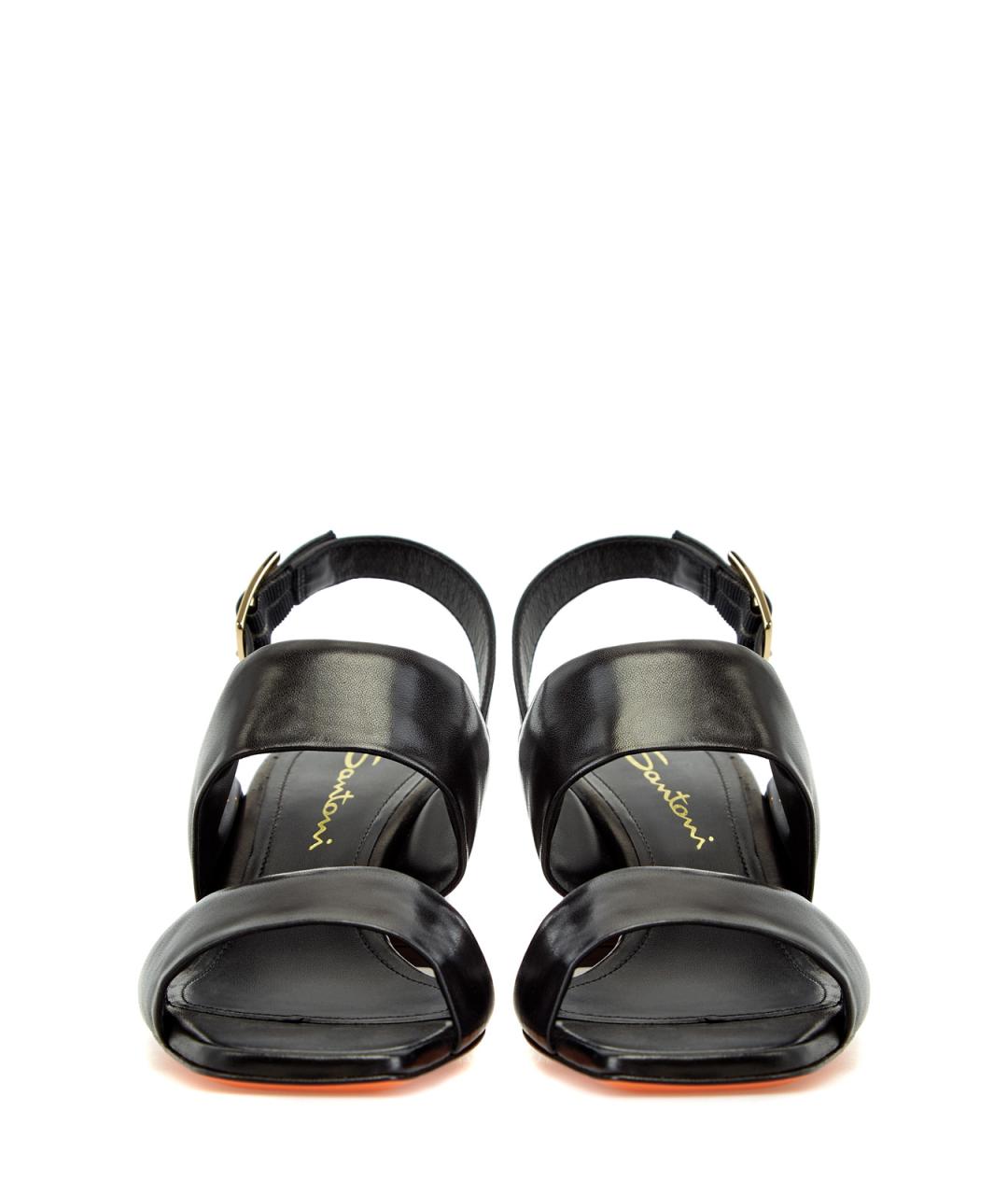 SANTONI Черные кожаные босоножки, фото 6