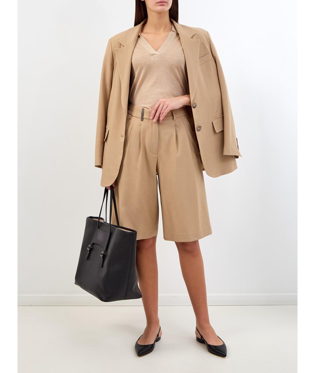 PESERICO Коричневые вискозные шорты, фото 2