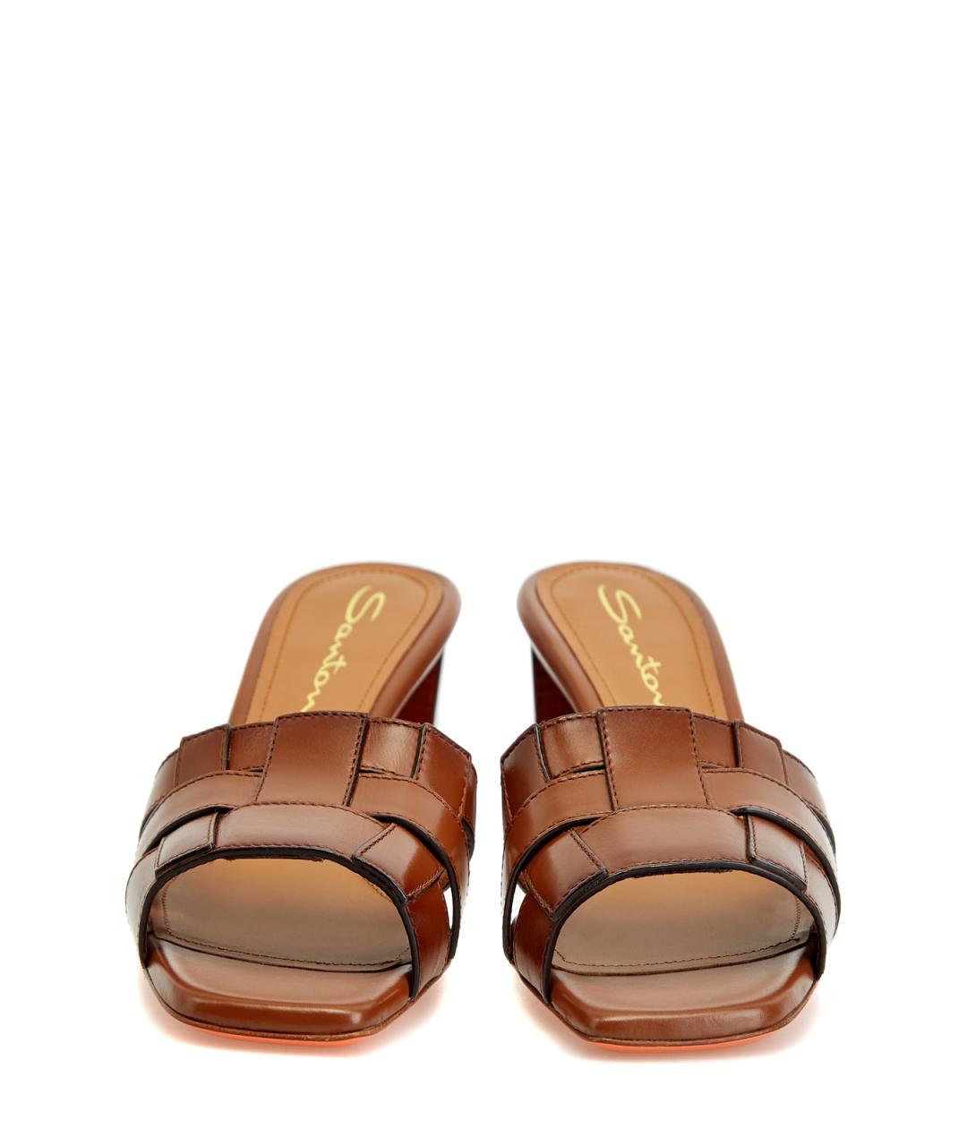 SANTONI Коричневые кожаные мюли, фото 6