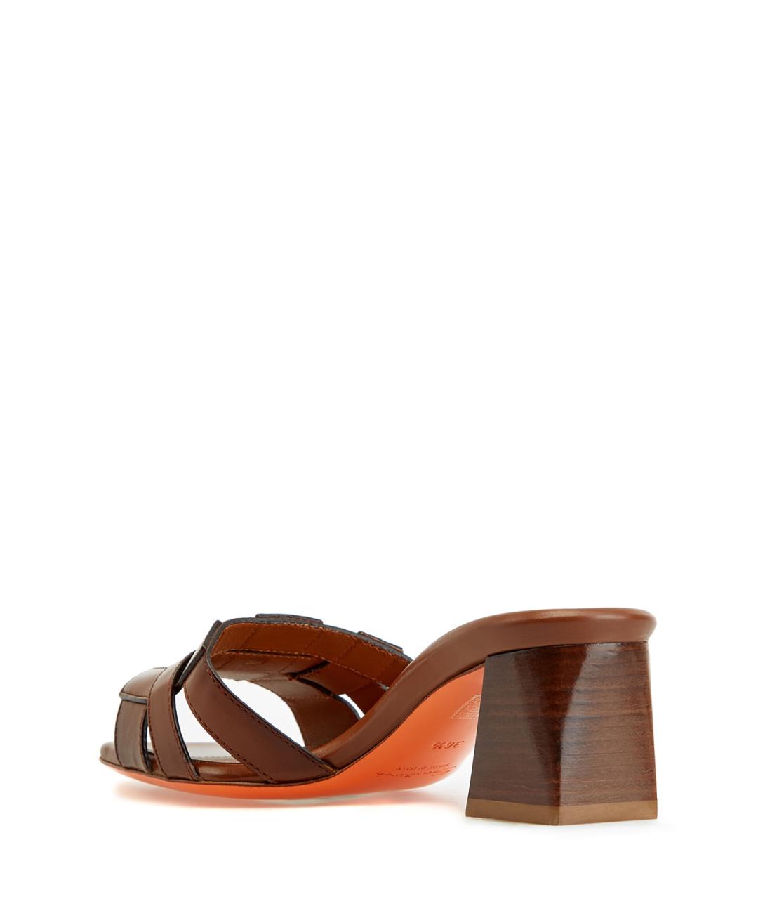 SANTONI Коричневые кожаные мюли, фото 4