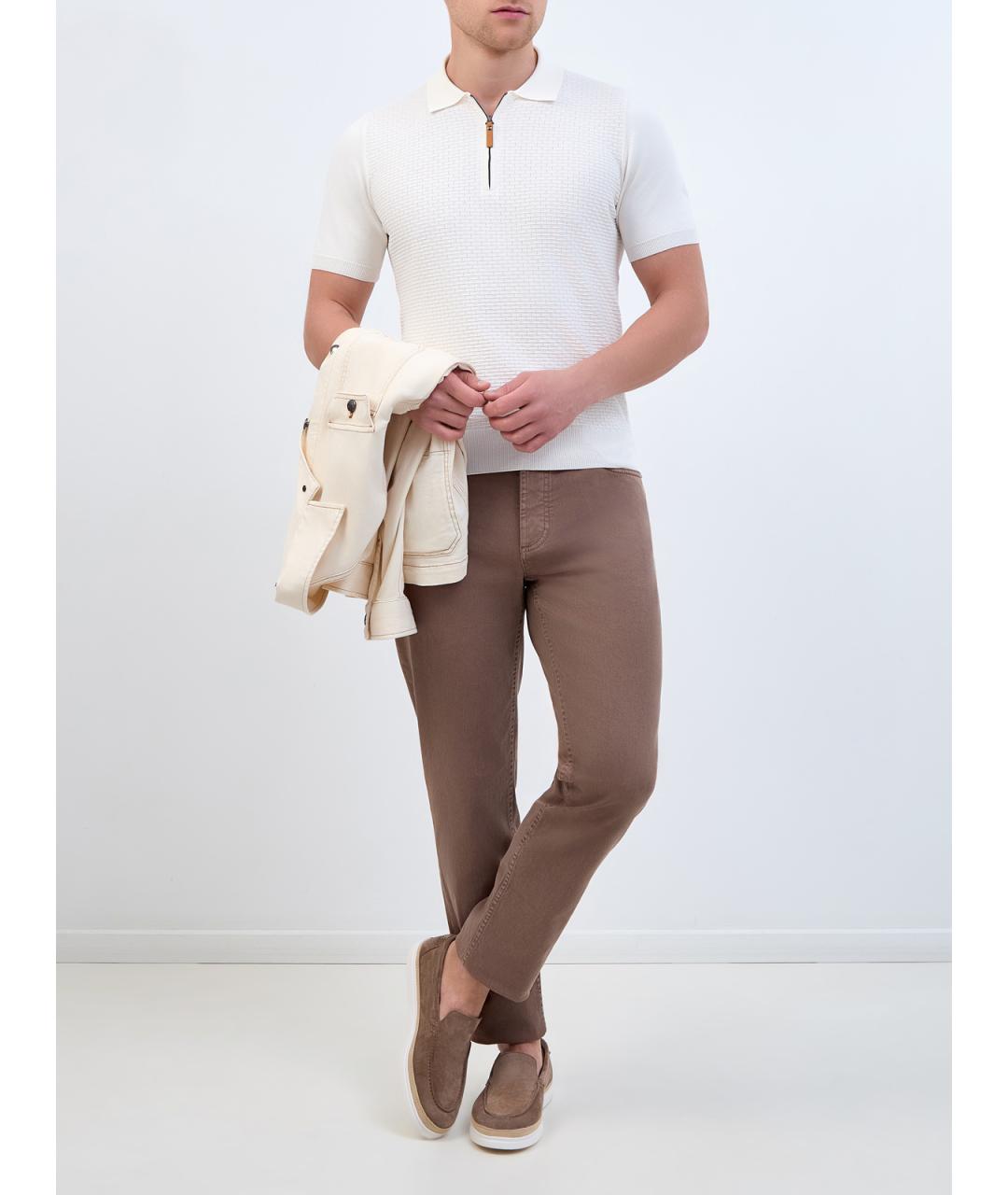 CANALI Белое хлопковое поло с коротким рукавом, фото 2