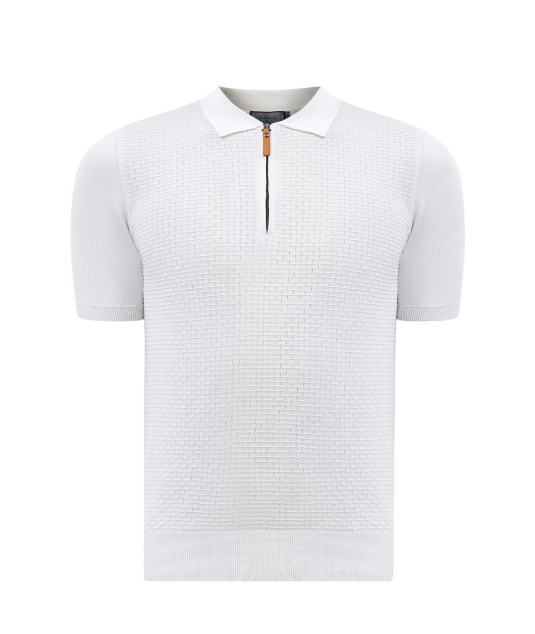 CANALI Белое хлопковое поло с коротким рукавом, фото 6