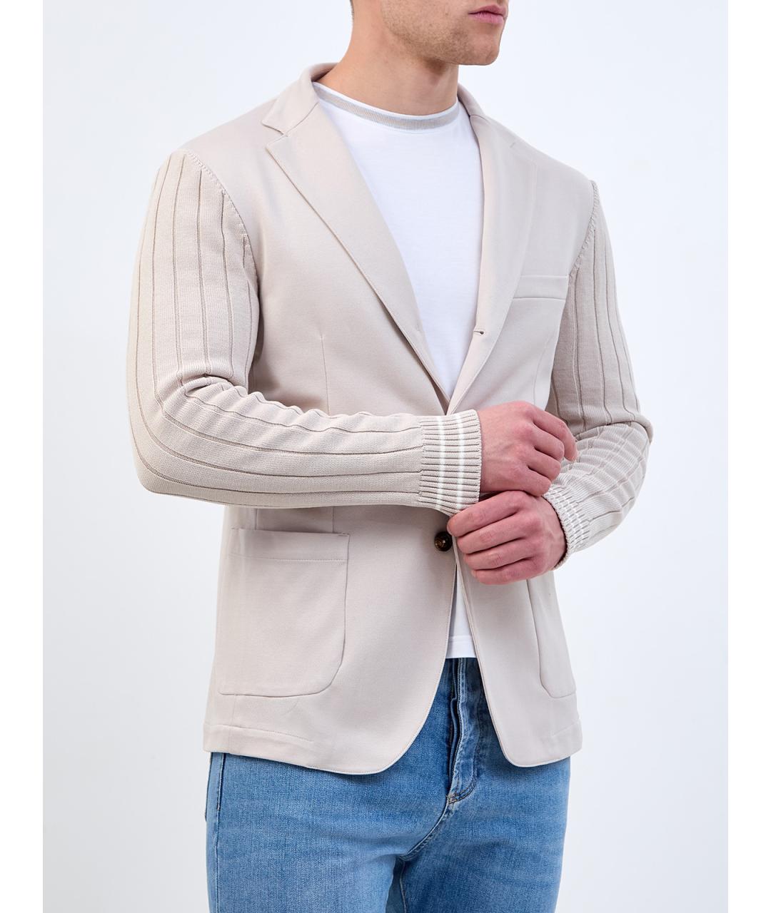 ELEVENTY Бежевый хлопковый пиджак, фото 3