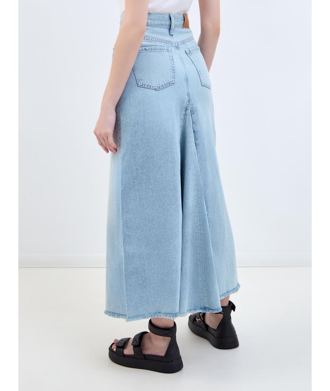 7 FOR ALL MANKIND Голубая деним юбка макси, фото 4
