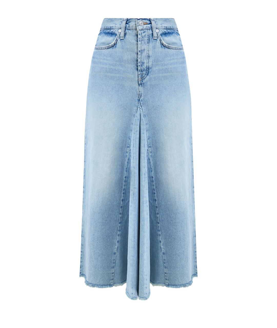 7 FOR ALL MANKIND Голубая деним юбка макси, фото 1