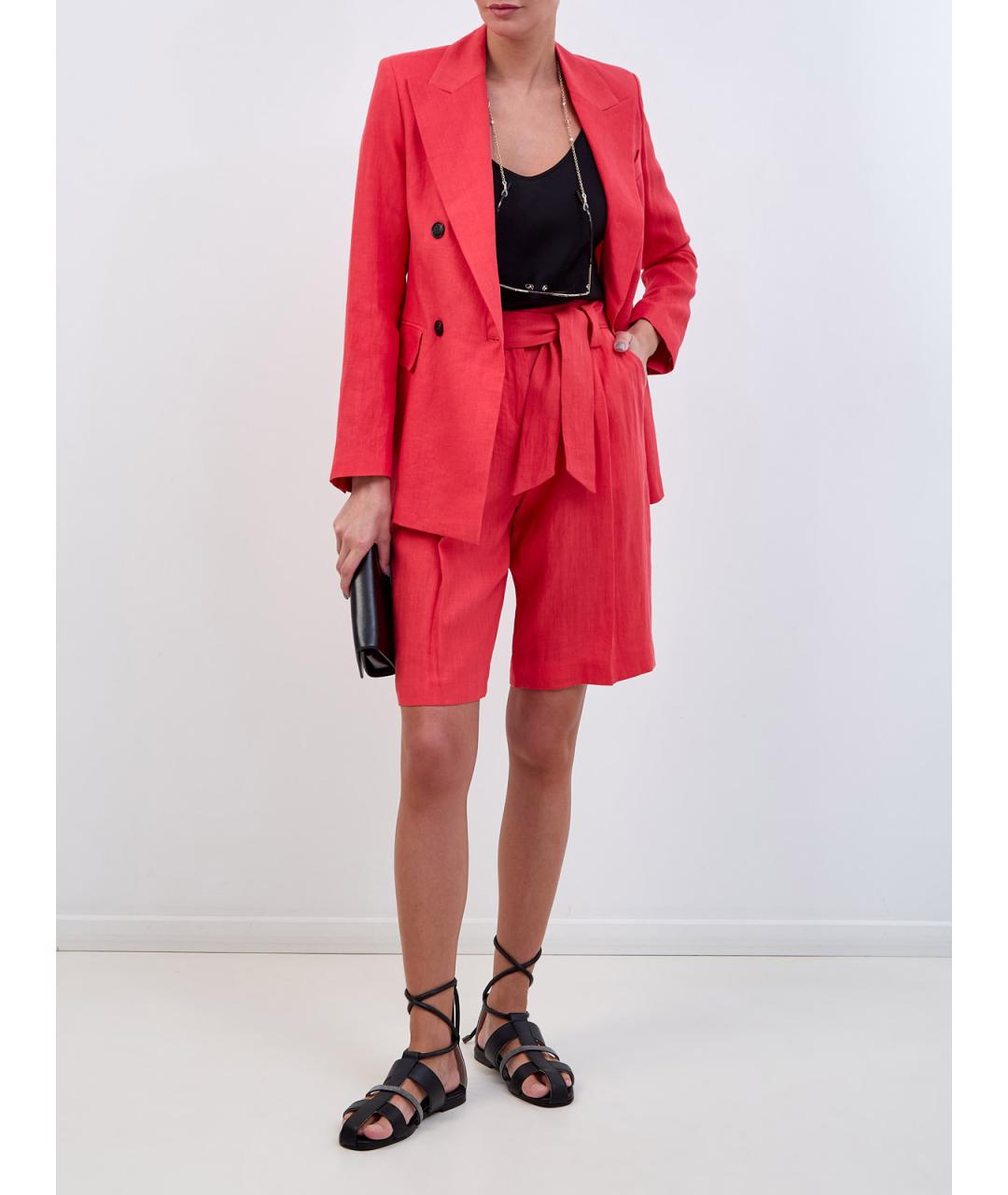 ELEVENTY Красные льняные шорты, фото 2