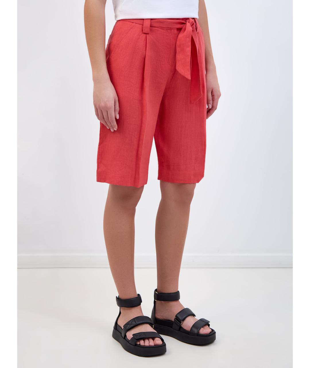 ELEVENTY Красные льняные шорты, фото 3