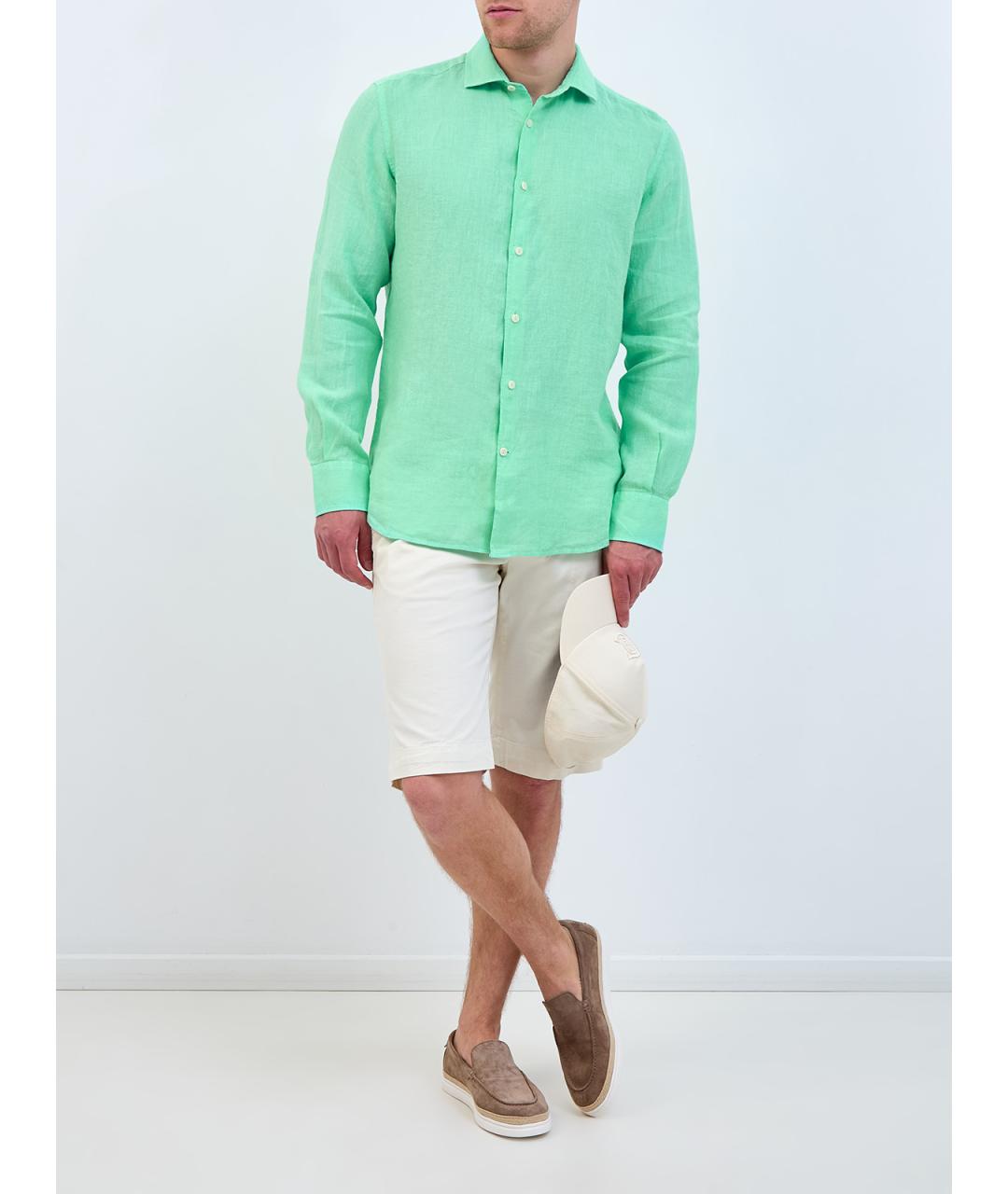 MC2 SAINT BARTH Зеленая льняная кэжуал рубашка, фото 2
