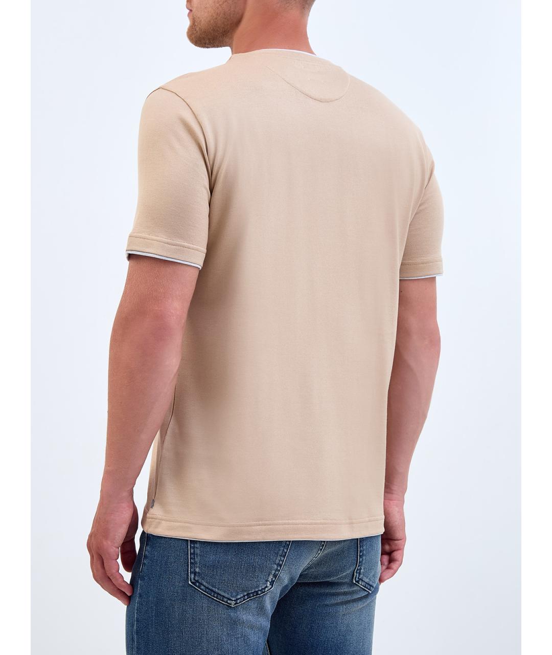 ELEVENTY Бежевая хлопковая футболка, фото 4