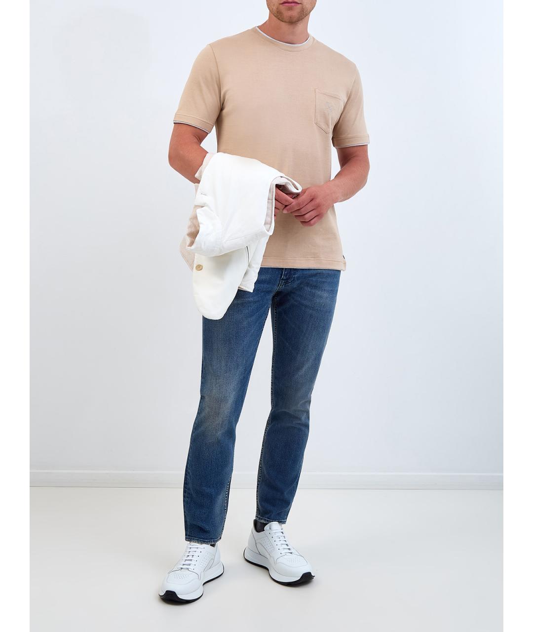 ELEVENTY Бежевая хлопковая футболка, фото 2