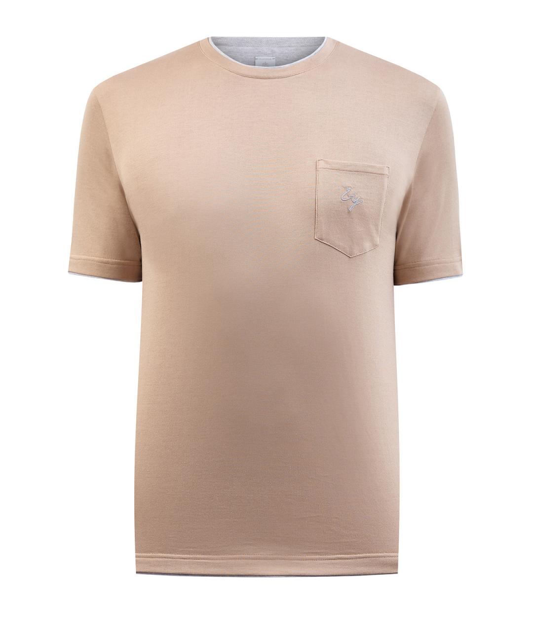 ELEVENTY Бежевая хлопковая футболка, фото 1