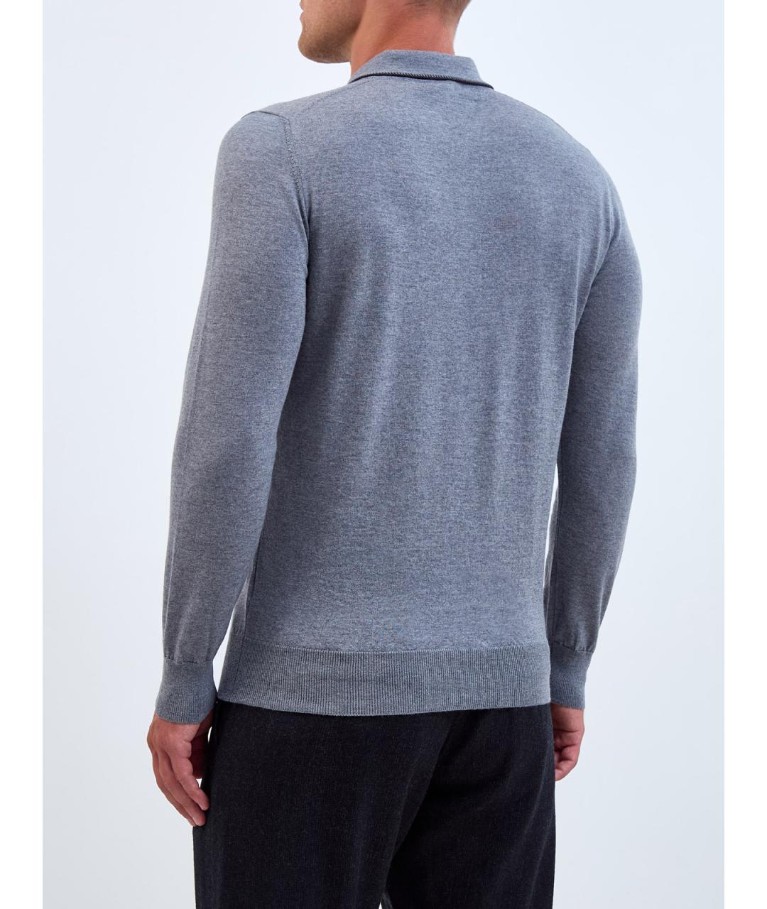 CANALI Серое поло с длинным рукавом, фото 4