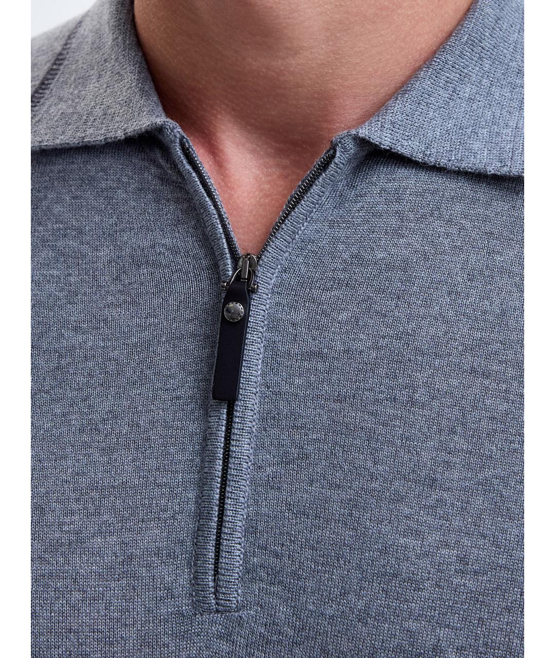 CANALI Серое поло с длинным рукавом, фото 5