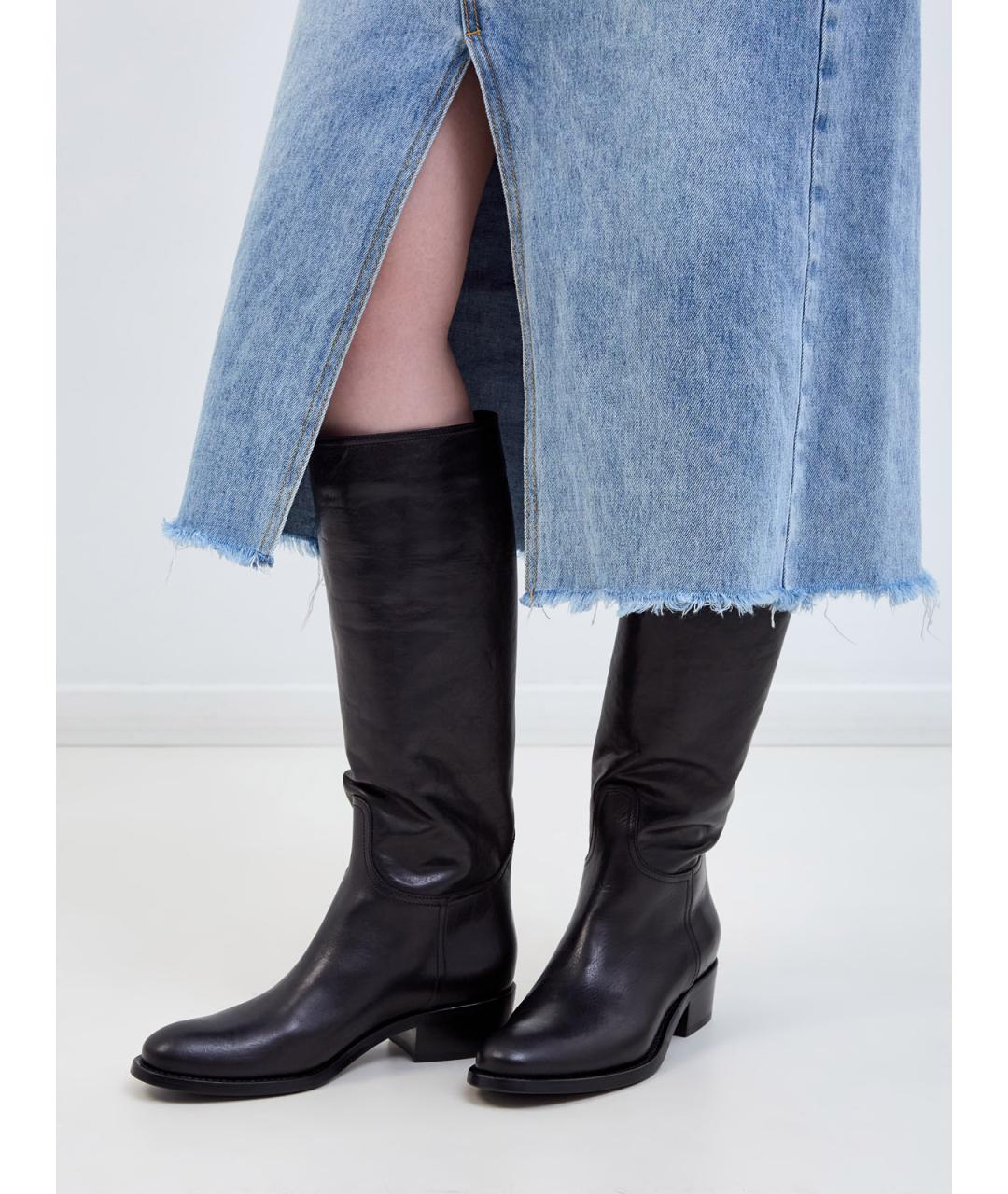 AGL Черные кожаные сапоги, фото 2