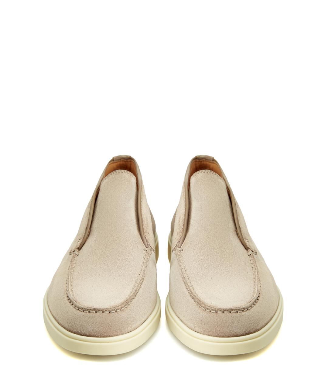 SANTONI Бежевые замшевые ботинки, фото 5