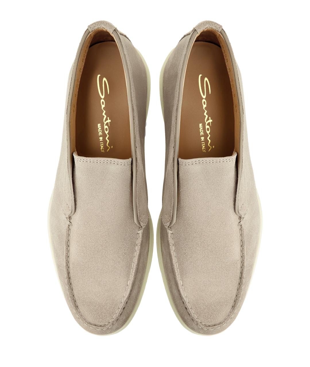 SANTONI Бежевые замшевые ботинки, фото 4