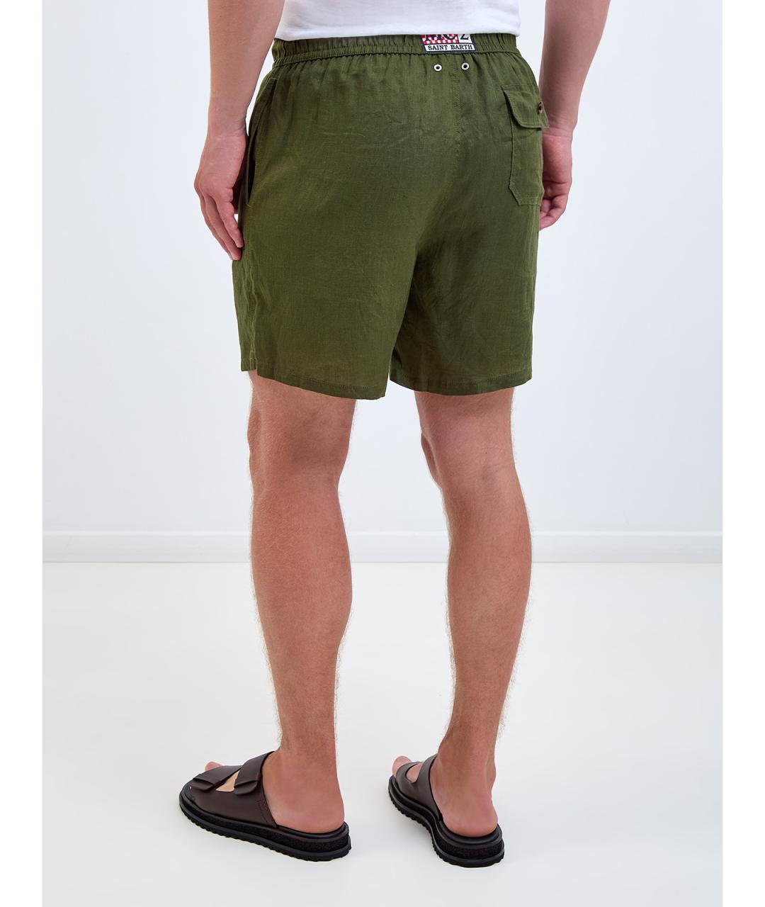 MC2 SAINT BARTH Зеленые льняные шорты, фото 4