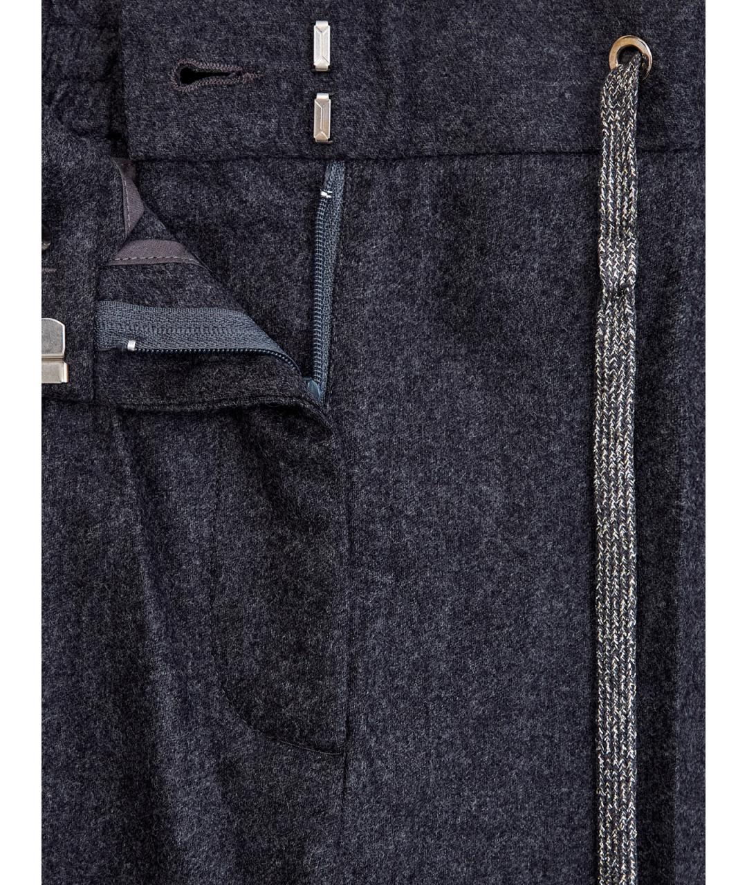 ELEVENTY Антрацитовые шерстяные прямые брюки, фото 6