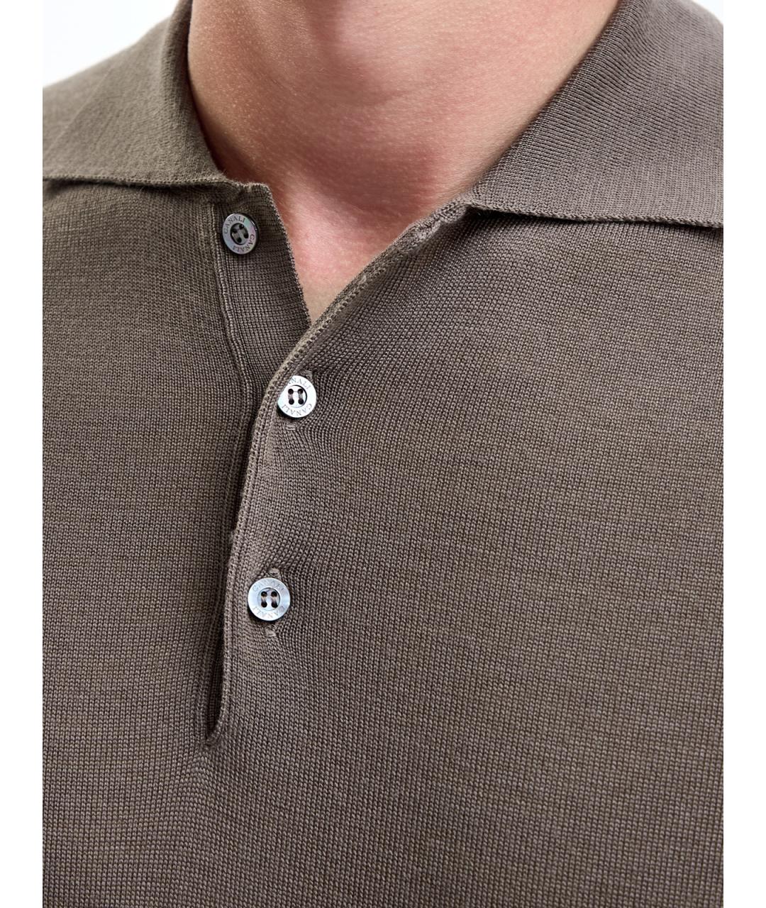 CANALI Хаки поло с длинным рукавом, фото 5